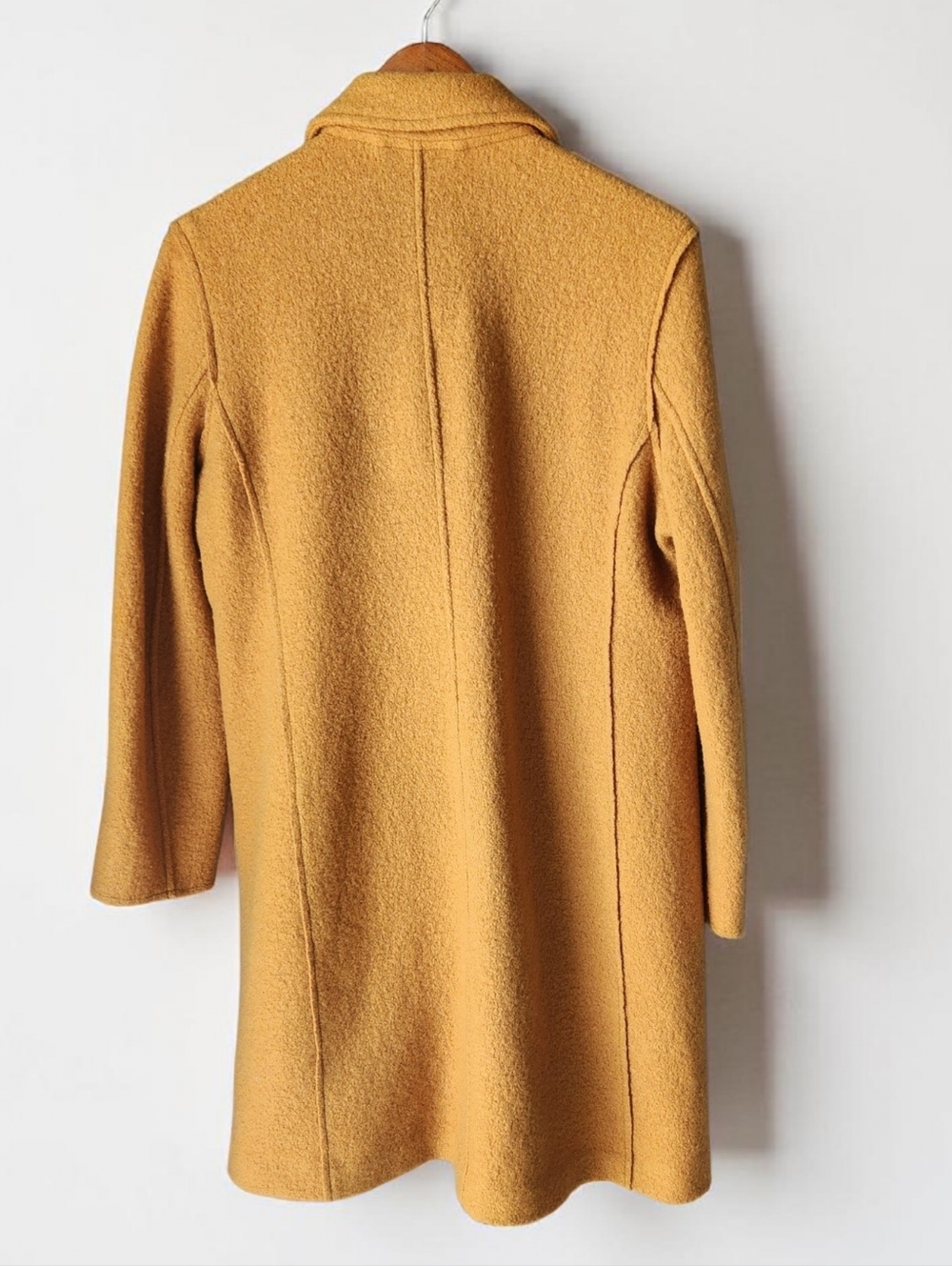 J Crew Italian Boiled Wool Musturd Yellow Coat Womens 8 Collared Single Breast - Picture 2 of 13